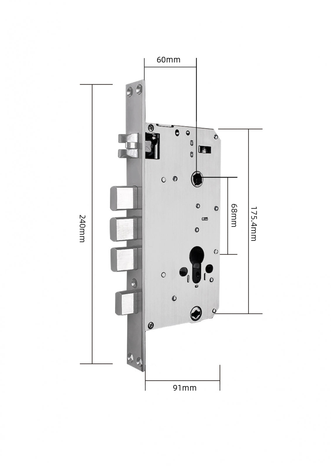 Broasca reversibila 60x68mm compatibila cu incuietori inteligente pentru inchidere multipunct actionata prin ridicarea manerului