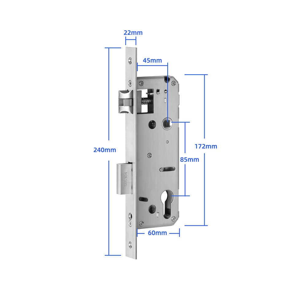Broasca reversibila 45x85mm compatibila cu incuietori inteligente pentru inchidere multipunct actionata prin ridicarea manerului