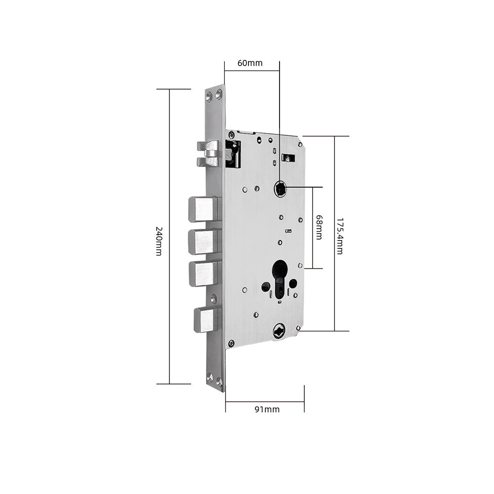 Broasca reversibila 60x68mm compatibila cu incuietori inteligente pentru inchidere multipunct actionata prin ridicarea manerului