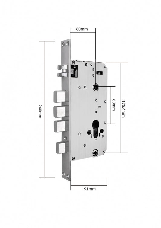 Broasca reversibila 60x68mm compatibila cu incuietori inteligente pentru inchidere multipunct actionata prin ridicarea manerului