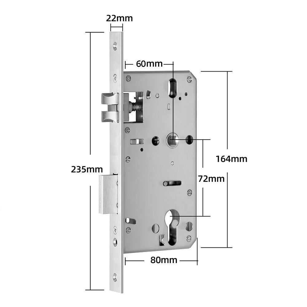 Broasca reversibila 60x72mm compatibila cu incuietori inteligente pentru inchidere multipunct actionata prin ridicarea manerului