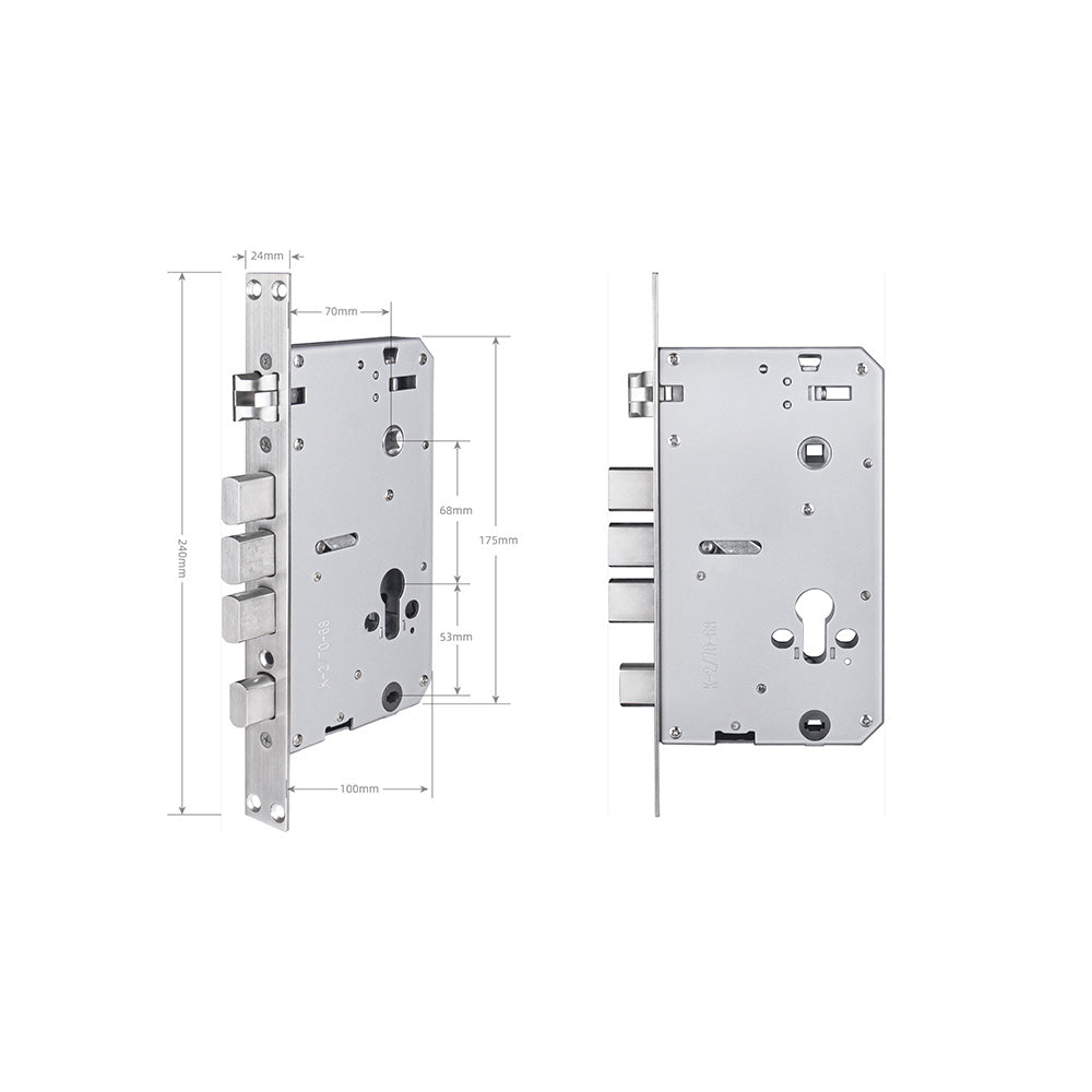Broasca reversibila 70x68mm compatibila cu incuietori inteligente pentru inchidere multipunct actionata prin ridicarea manerului