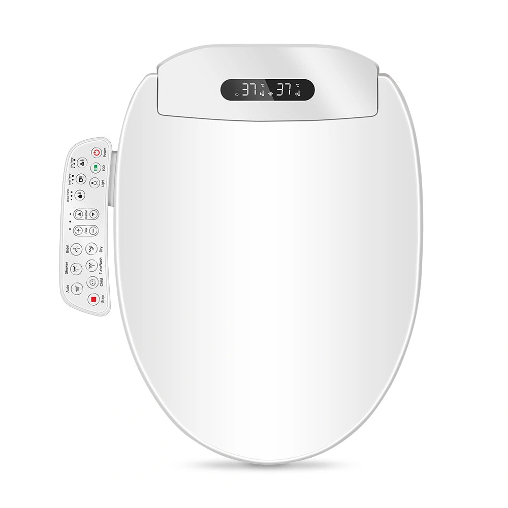 Capac cu functie de bideu electric pentru WC smart scurt 45-49 cm, cu consola, spalare, uscare, incalzire, lumina UV
