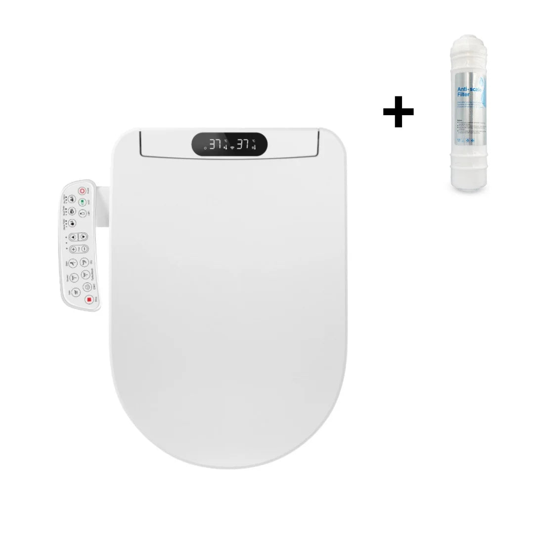 Colac WC cu bideu forma U si filtru anticalcar inclus, cu incalzire, actionare din consola
