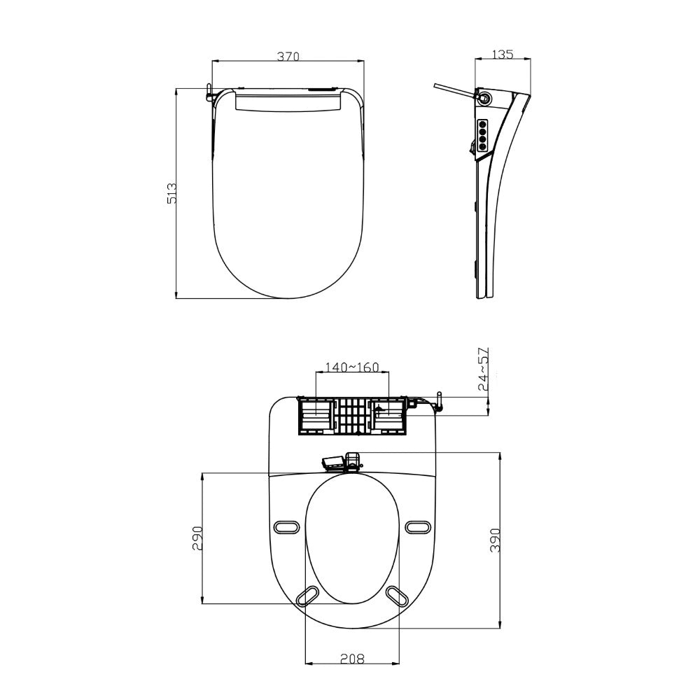 Capac de WC cu bideu model U cu telecomanda, functii de spalare, apa calda instant, uscare