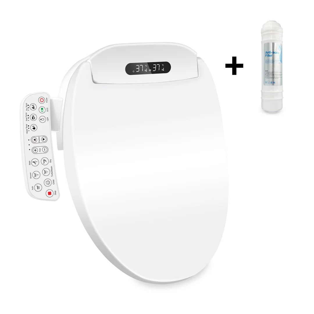 Bideu electric pe WC cu filtru anticalcar inclus, model lung 49-52 cm, consola