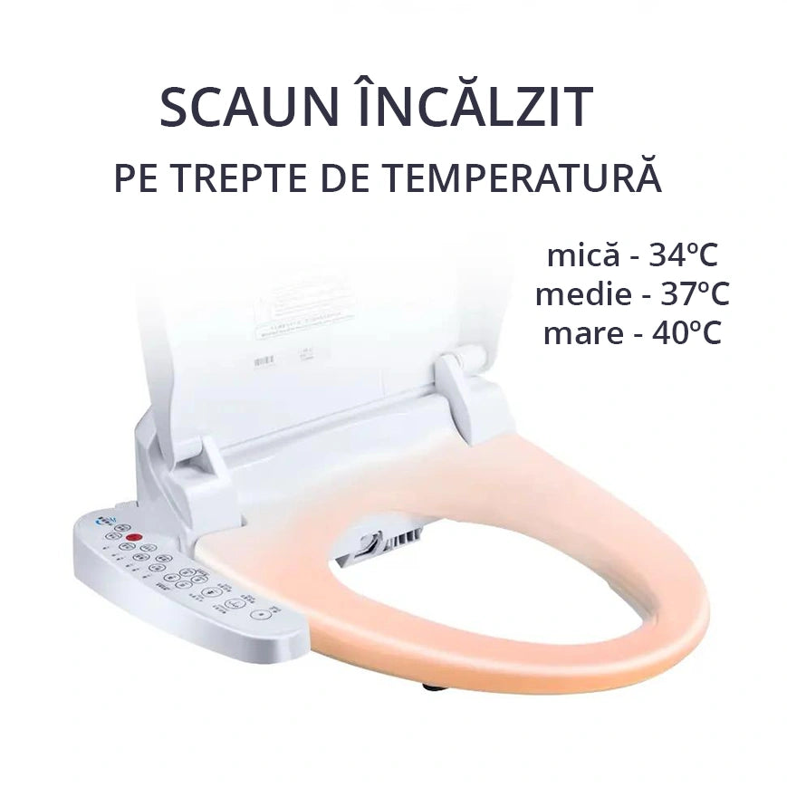 Bideu electric pe WC cu filtru anticalcar inclus, model lung 49-52 cm, consola