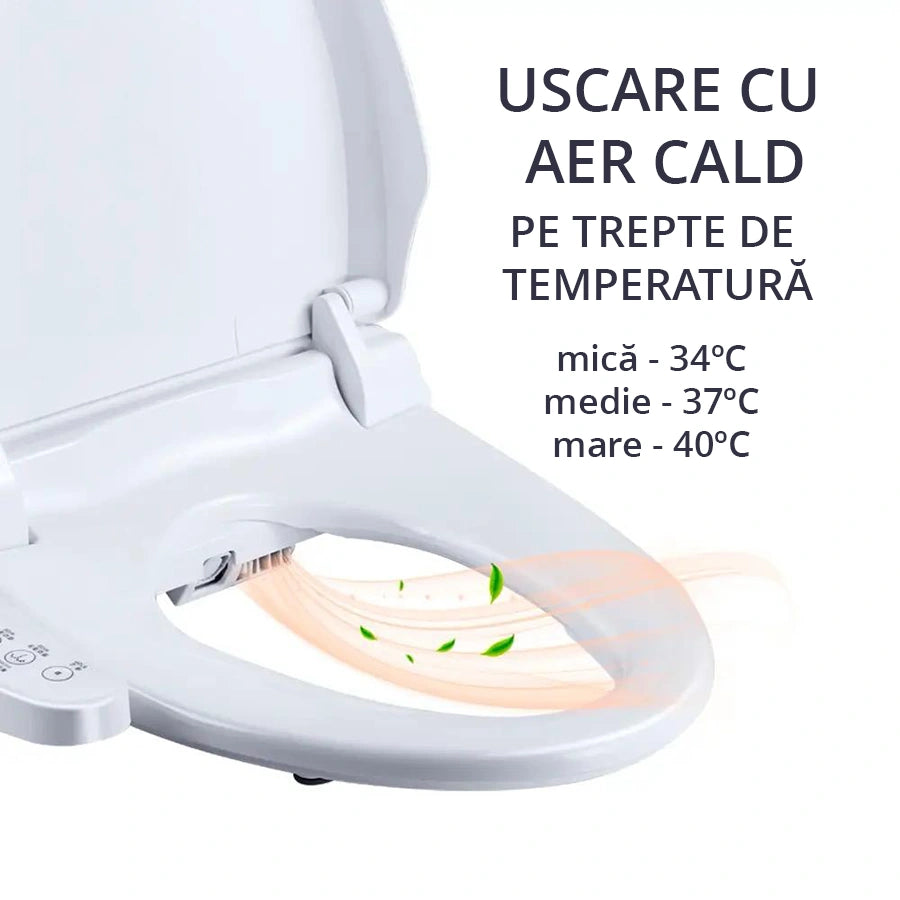 Bideu electric pe WC cu filtru anticalcar inclus, model lung 49-52 cm, consola