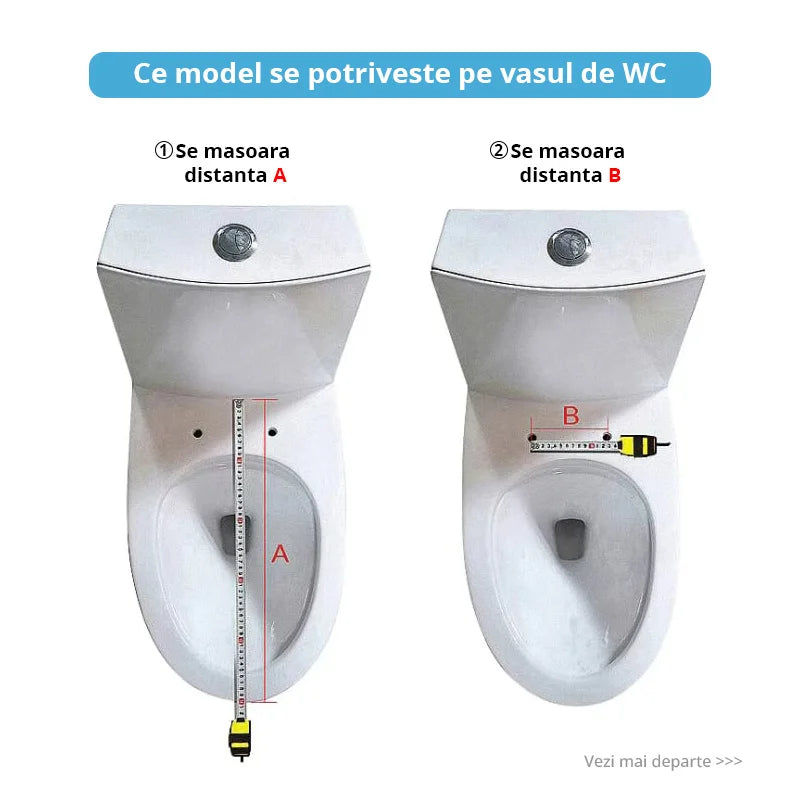 Capac WC cu bideu si filtru anticalcar inclus, model lung 49-52 cm, telecomanda
