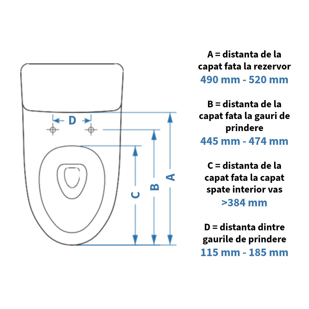 Capac WC cu bideu si filtru anticalcar inclus, model lung 49-52 cm, telecomanda
