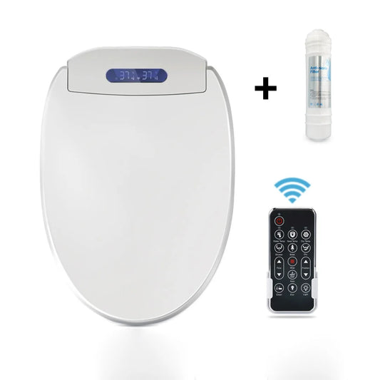 Capac WC cu bideu si filtru anticalcar inclus, model lung 49-52 cm, telecomanda