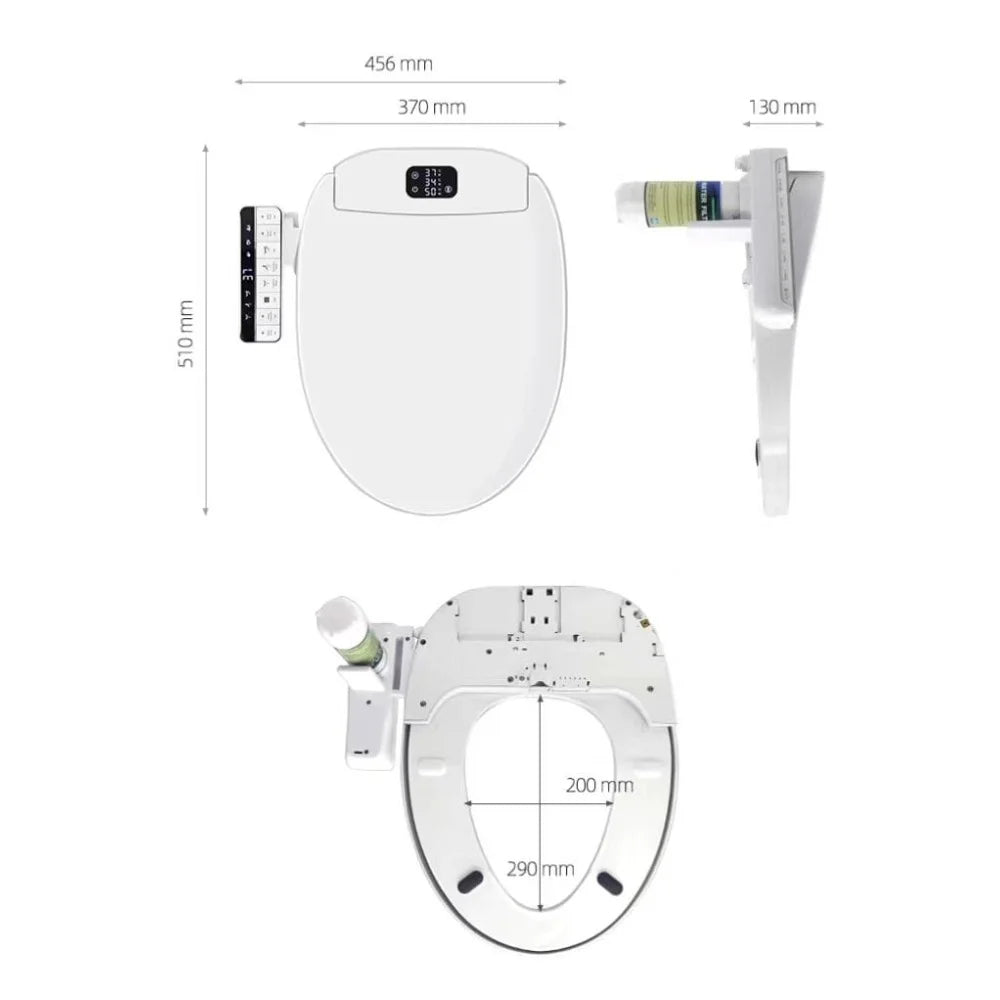 Capac WC cu functie de bideu lung 49-52 cm, consola detasabila, spalare, uscare