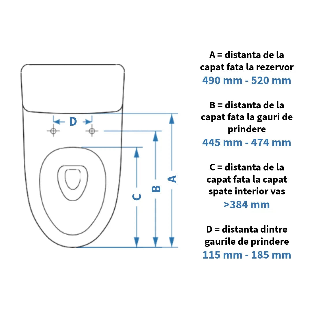 Capac WC cu functie de bideu model lung 49-52 cm, cu spalare, uscare, incalzire colac, lumina UV, control din telecomanda