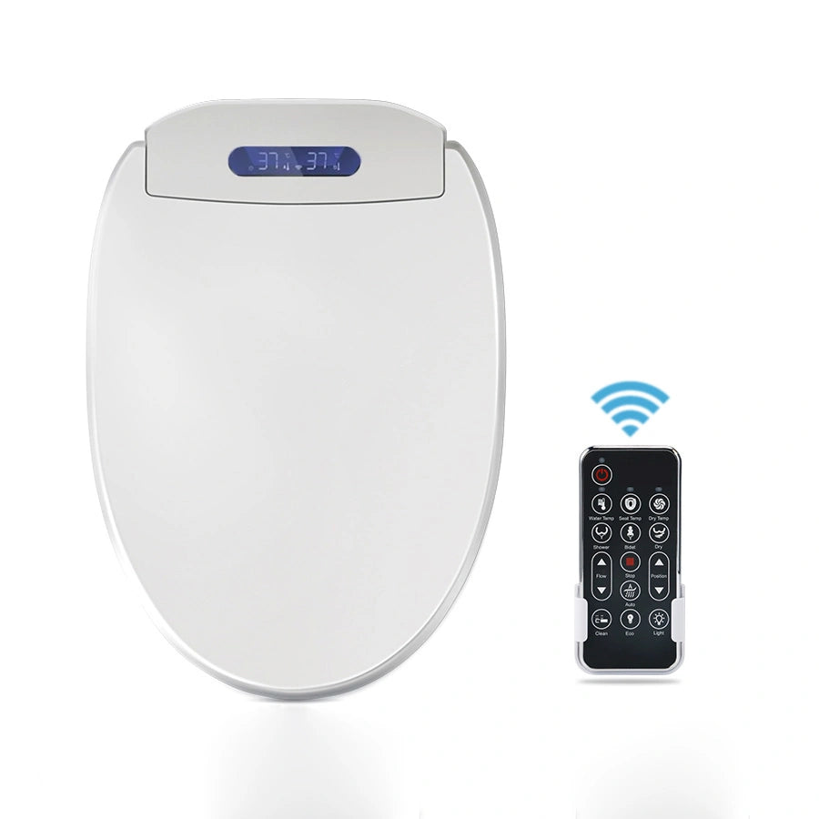 Capac WC cu functie de bideu model lung 49-52 cm, cu spalare, uscare, incalzire colac, lumina UV, control din telecomanda