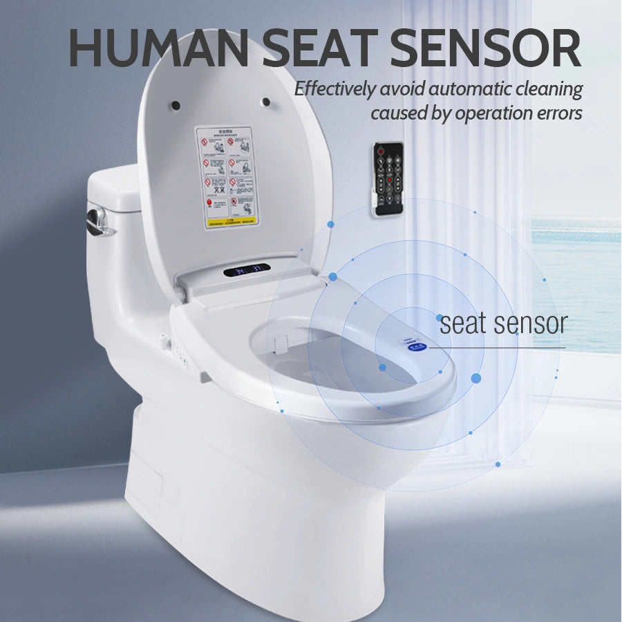 Capac WC cu functie de bideu model lung 49-52 cm, cu spalare, uscare, incalzire colac, lumina UV, control din telecomanda