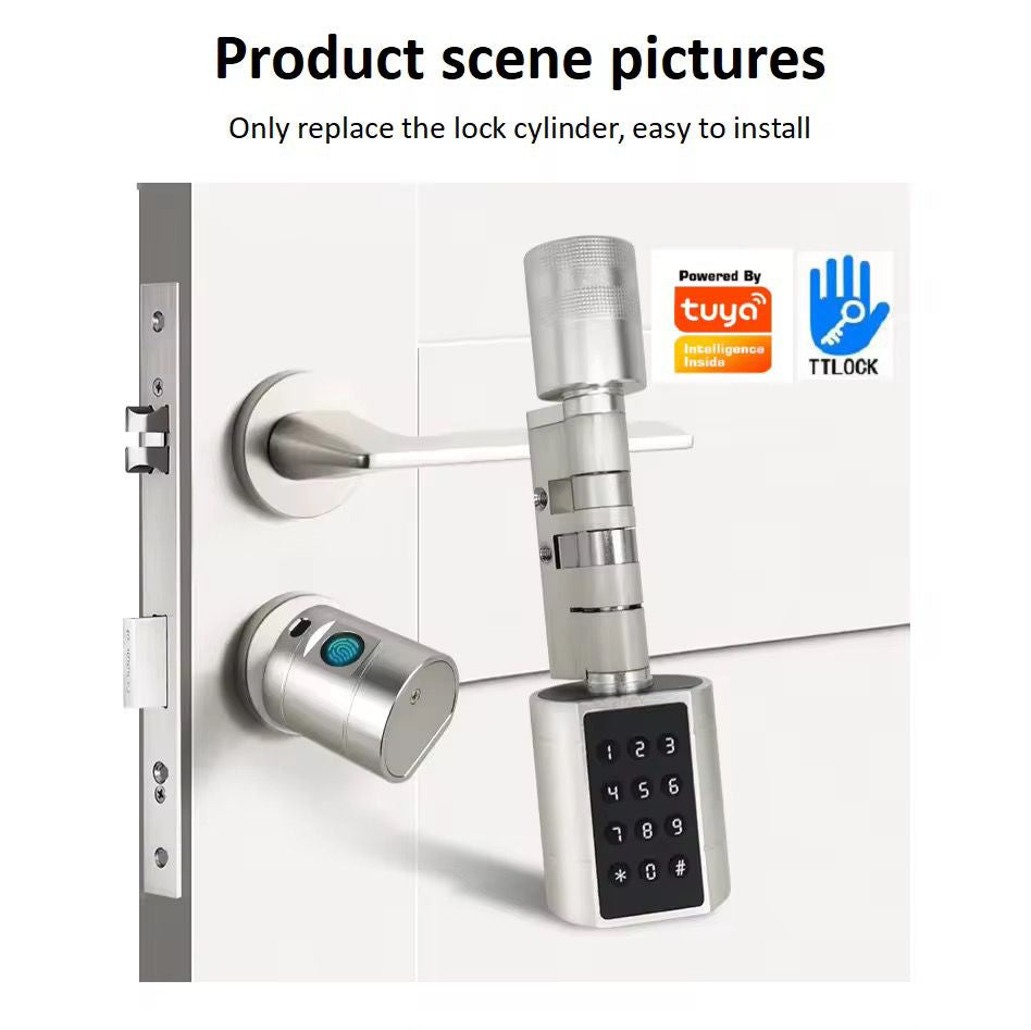 Yala inteligenta tip cilindru silver reglabil (35-90mm) control din aplicatia TTLock