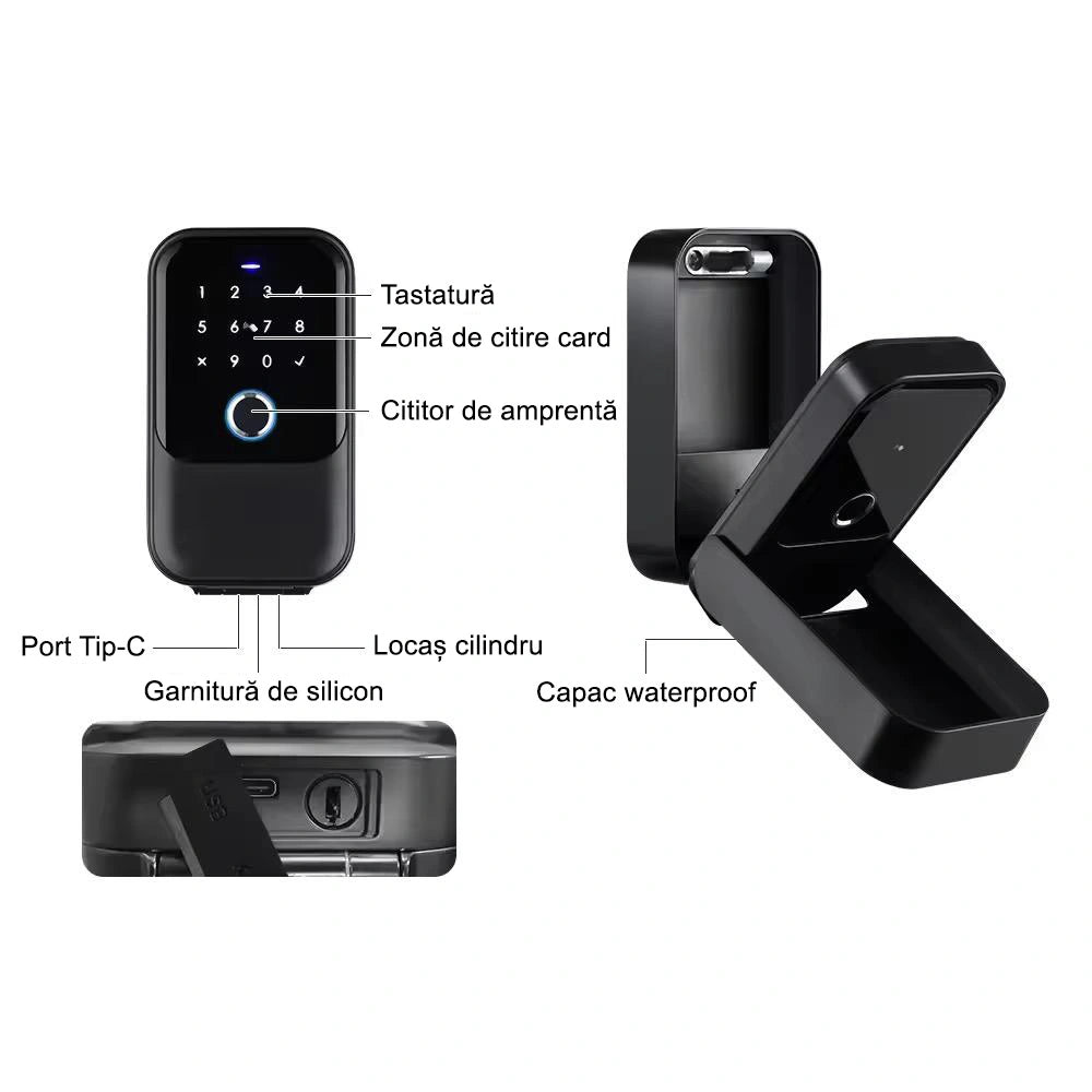 Cutie smart tip lacat, seif pentru chei cu cod, amprenta, card si aplicatie TTLock