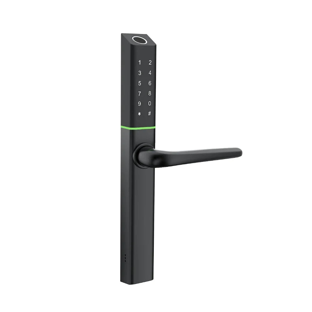 Incuietoare smart usa termopan slim 34mm, TTLock, negru, cu acces amprenta, cod, card
