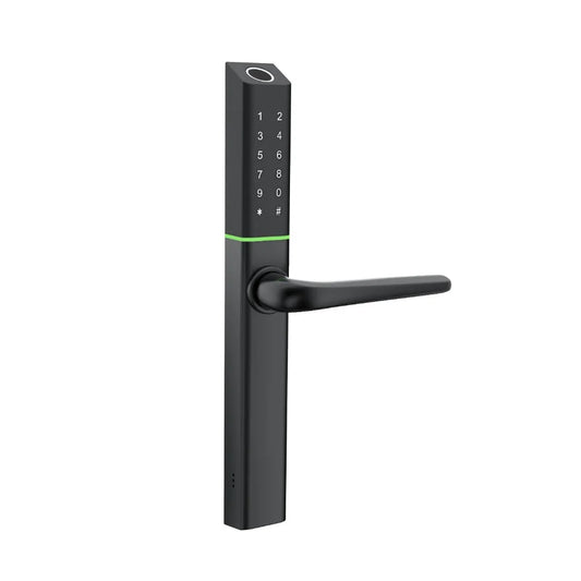 Incuietoare smart usa termopan slim 34mm, TTLock, negru, cu acces amprenta, cod, card