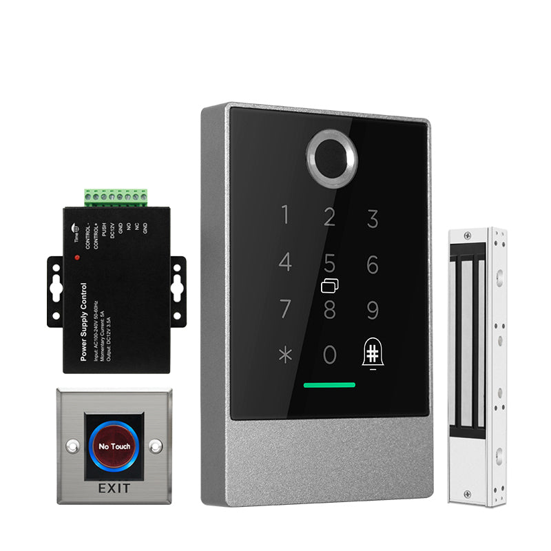 Kit Control Acces TTLock Waterproof IP66 cu Electromagnet, Amprenta, Cod si Card
