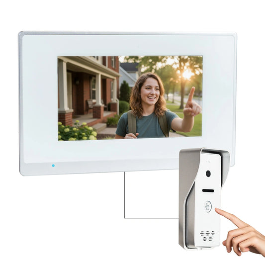 Video interfon cu monitor 7 inch, conectare LAN si control incuietoare electrica din aplicatia Tuya