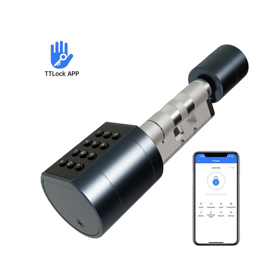 Yala inteligenta cilindru negru compatibil usi 50-100 mm, actionare amprenta cod card TTLock