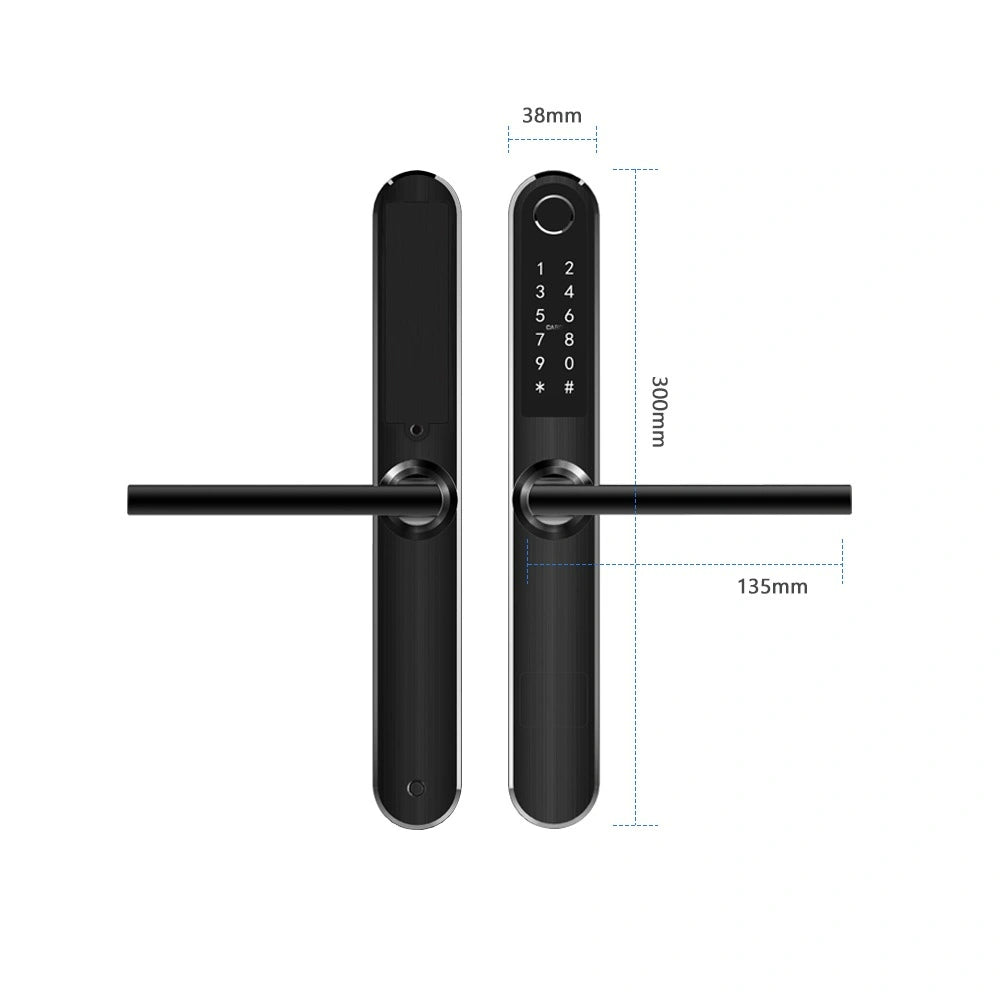 Yala inteligenta pentru usi termopan PVC deschidere cu amprenta, cod, card, telefon, Wi-Fi, Bluetooth, negru