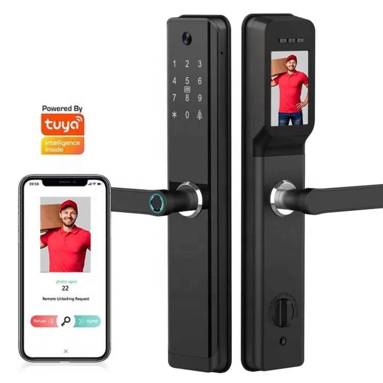 Yala smart cu camera incorporata si WiFi Tuya, acces amprenta, cod, card, cheie