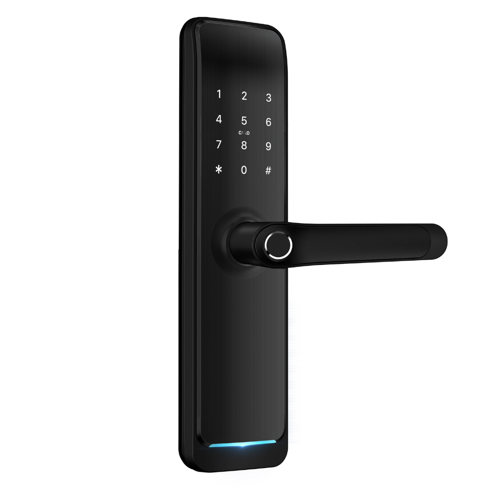 Yala inteligenta ideal Booking, Airbnb, deschidere cu amprenta, cod, card, telefon, Wi-Fi, Bluetooth max lux negru