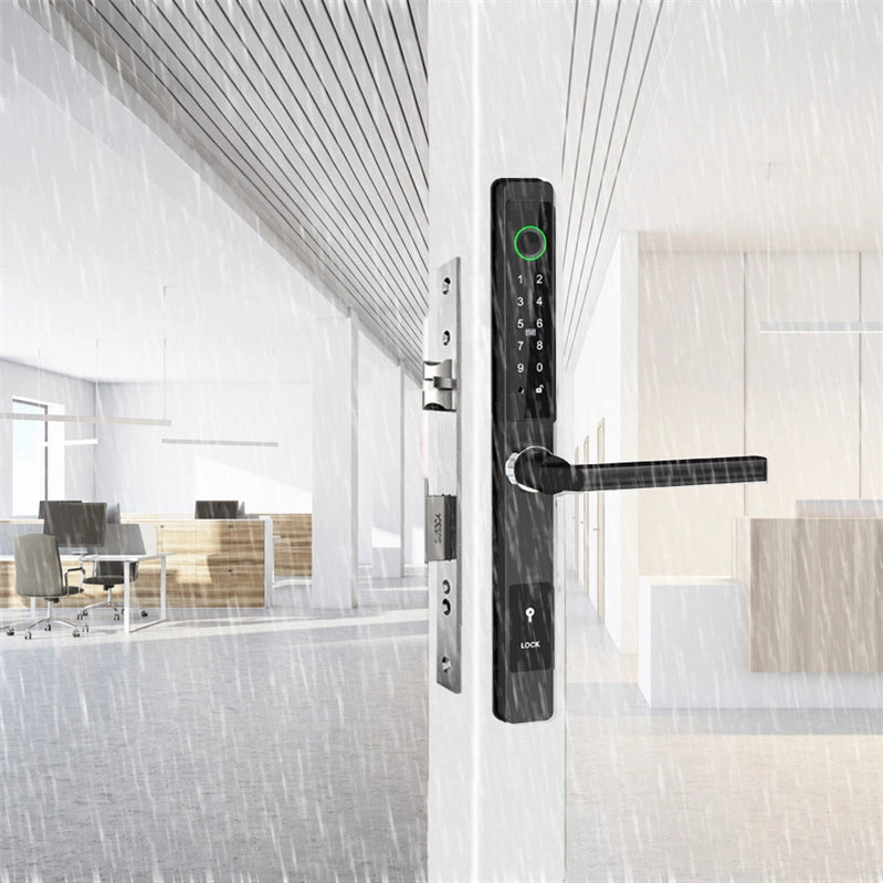 Yala smart ultraslim pentru usi termopan, amprenta, cod, card, aplicatie TTLock, Wi-Fi, negru
